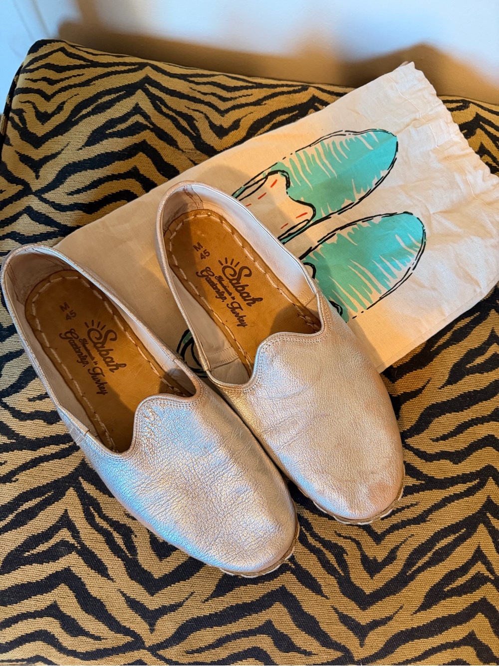 Sabah Metallic Champagne Slip-On Loafers